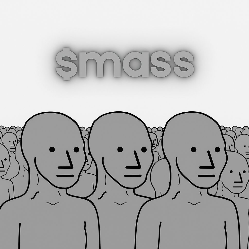 $mass branding above a crowd of gray NPC characters